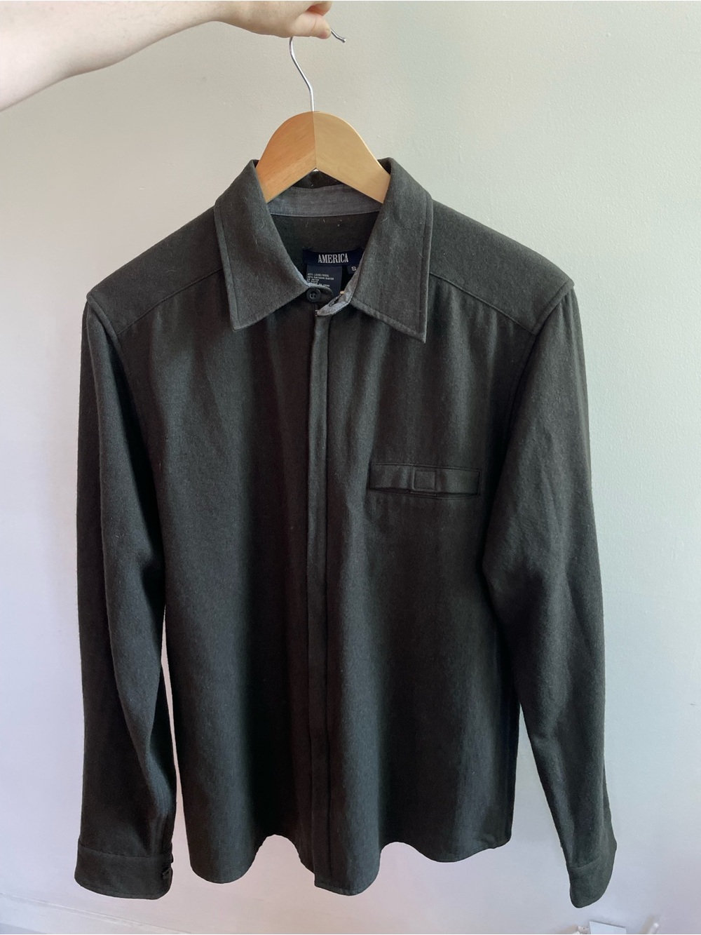 Vintage America Dark Olive Wool Blend Overshirt